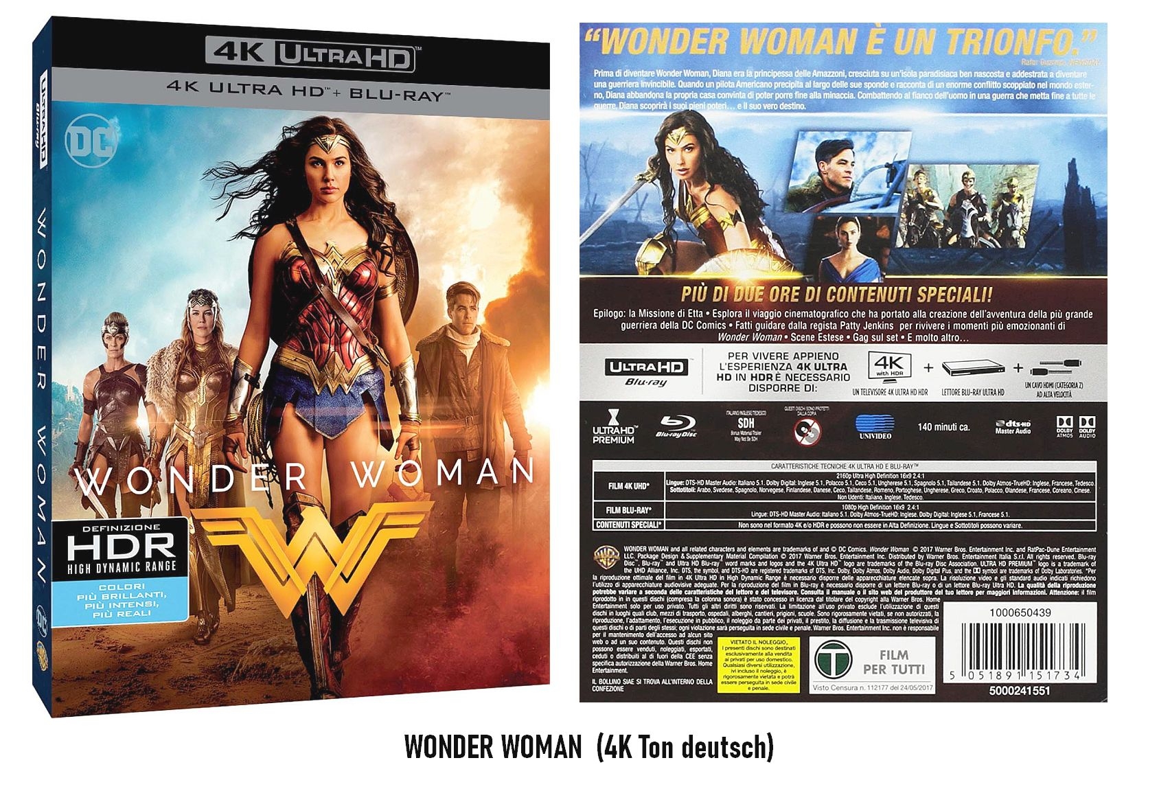 Wonder Woman (4K Ultra HD +Blu-ray)  4K Tonspur deutsch