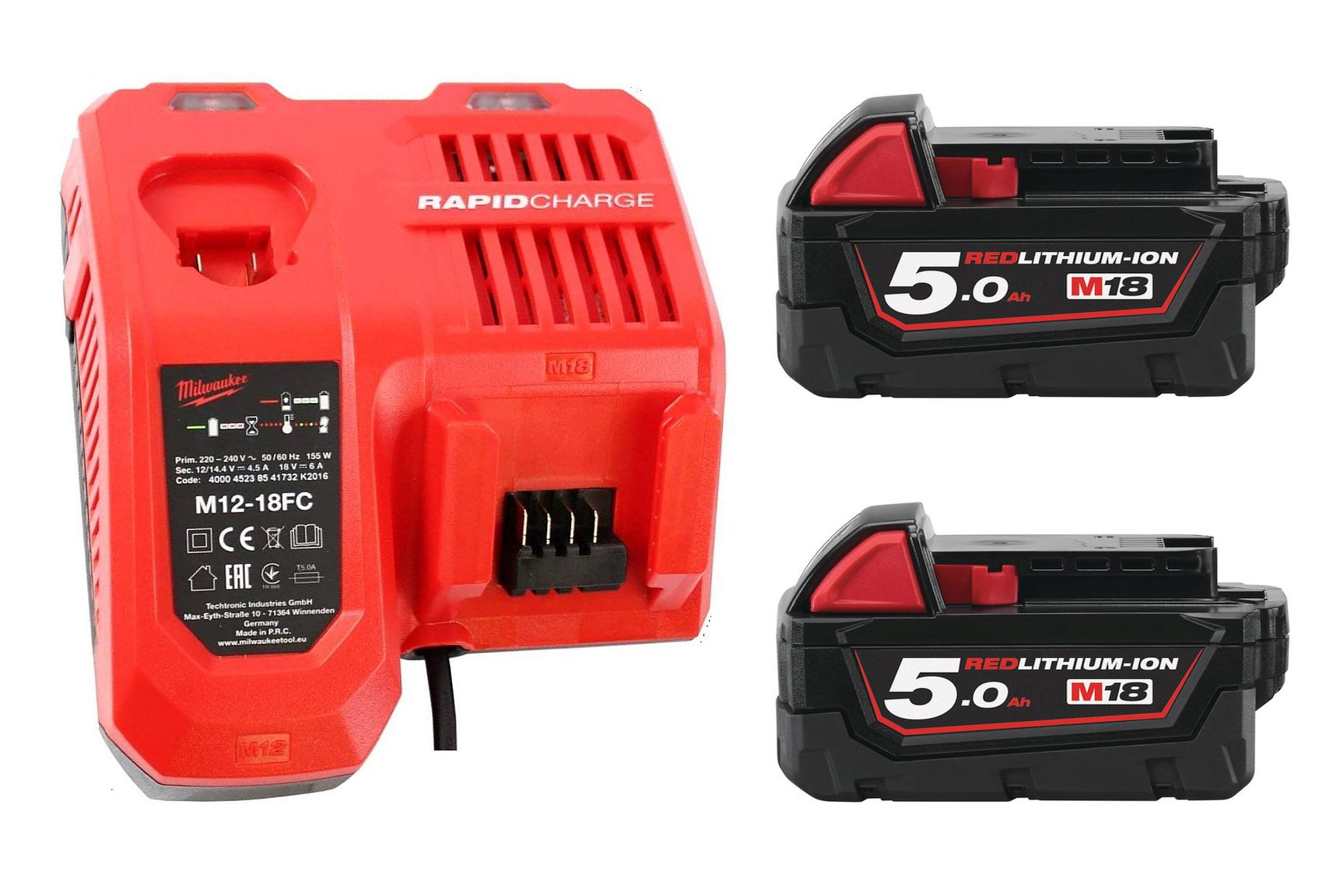 Milwaukee M18NRG-502 NRG Kit, 2xAkku 5Ah+Ladegerät Milwaukee M18NRG-502 NRG Kit, 2xAkku 5Ah+Ladegerät