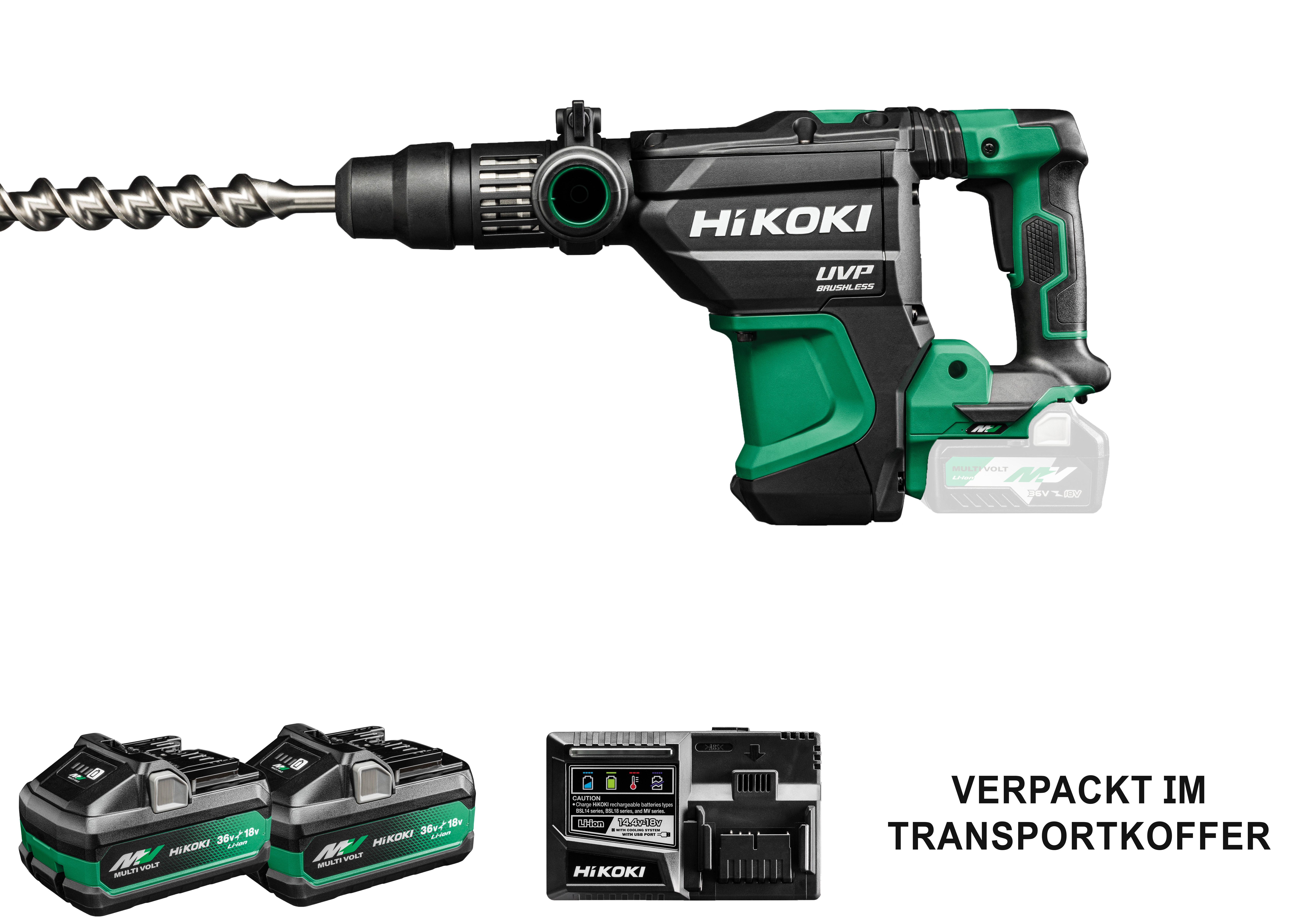 HIKOKI DH3640DA (Koffer) 36V Akku Bohr-& Meißelhammer 2xAkku (SDSmax) 6,8kg 9 J.