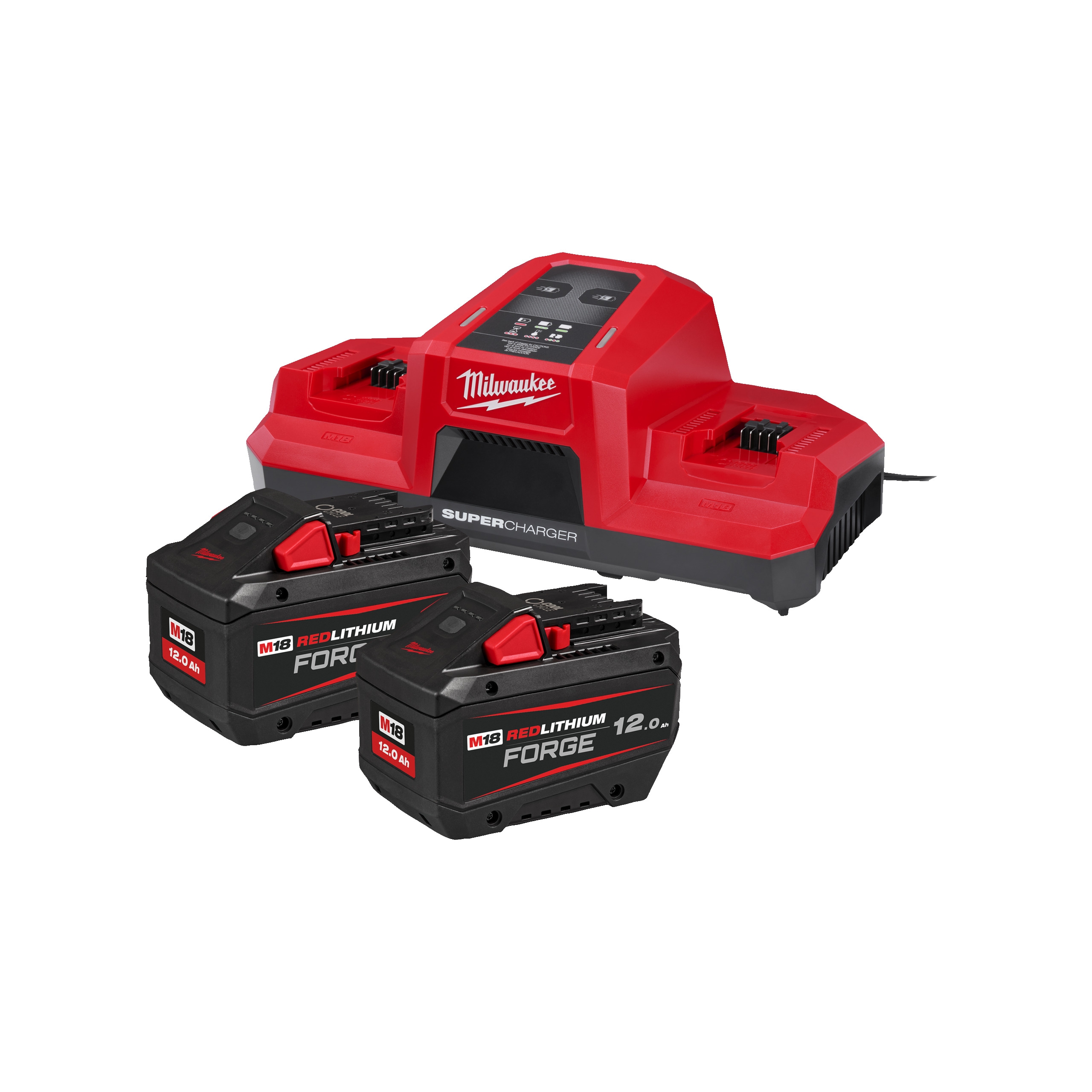 Milwaukee M18FORGENRG-122DBSC NRG Kit, 2x18V Akku 12Ah +Doppel-Ladegerät