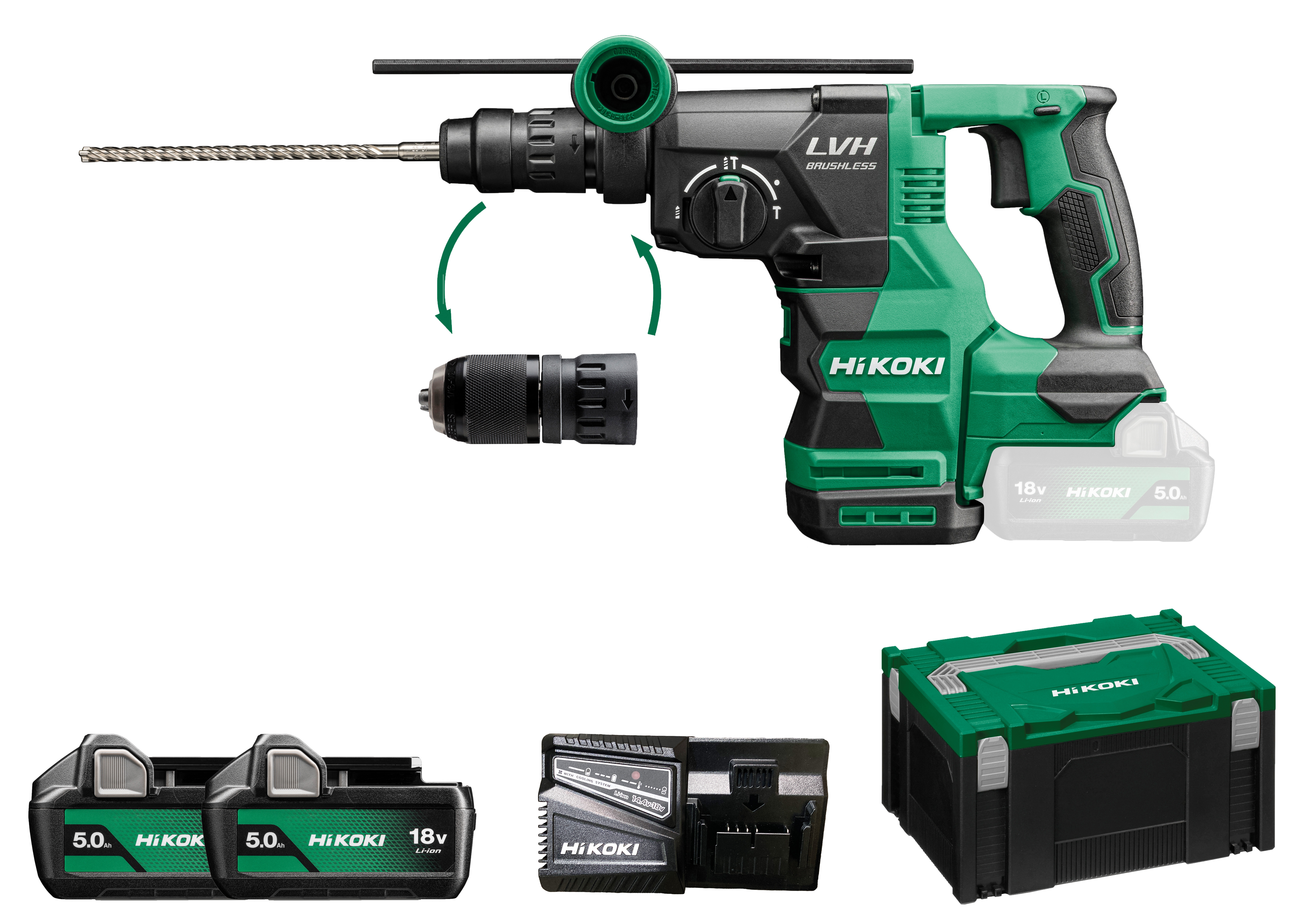 HIKOKI DH18DC(5.0) (HSC III) 18V Akku Bohr-& Meißelhammer (Brushless) 18V 2x5Ah HIKOKI DH18DC(5.0) (HSC III) 18V Akku Bohr-& Meißelhammer (Brushless) 18V 2x5Ah