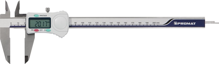 PROMAT Messschieber DIN862 200mm digital mit Feststellschraube eckig