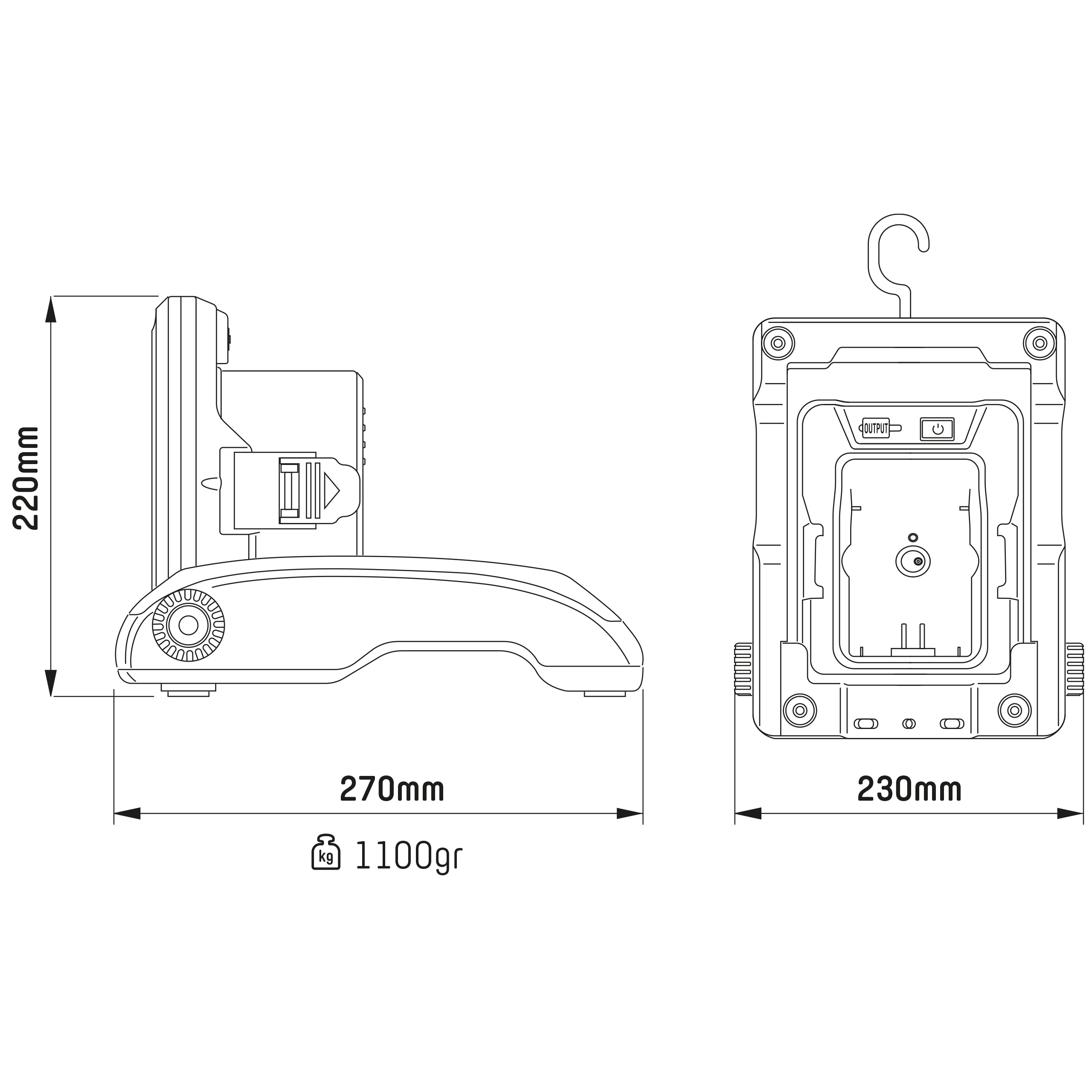 SHADA LED-Akku-Arbeitsleuchte 20W 2900lm 5000K IP54 Schutzkl.3, 18V +div.Adapter