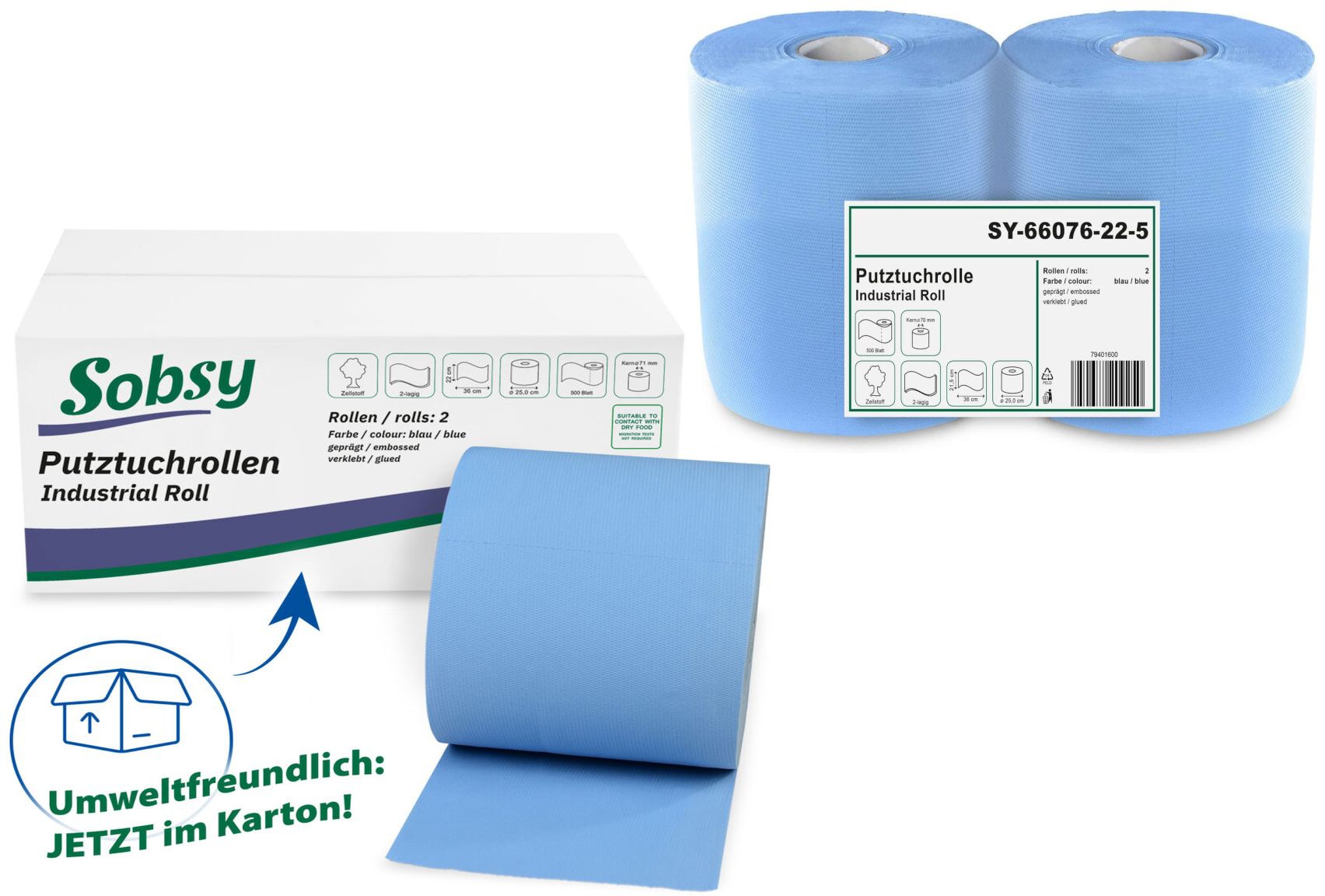 Sobsy Putzpapier blau (2er Pack 2x500Bl.) 2-lagig ca 22x36cm Sobsy Putzpapier blau (2er Pack 2x500Bl.) 2-lagig ca 22x36cm