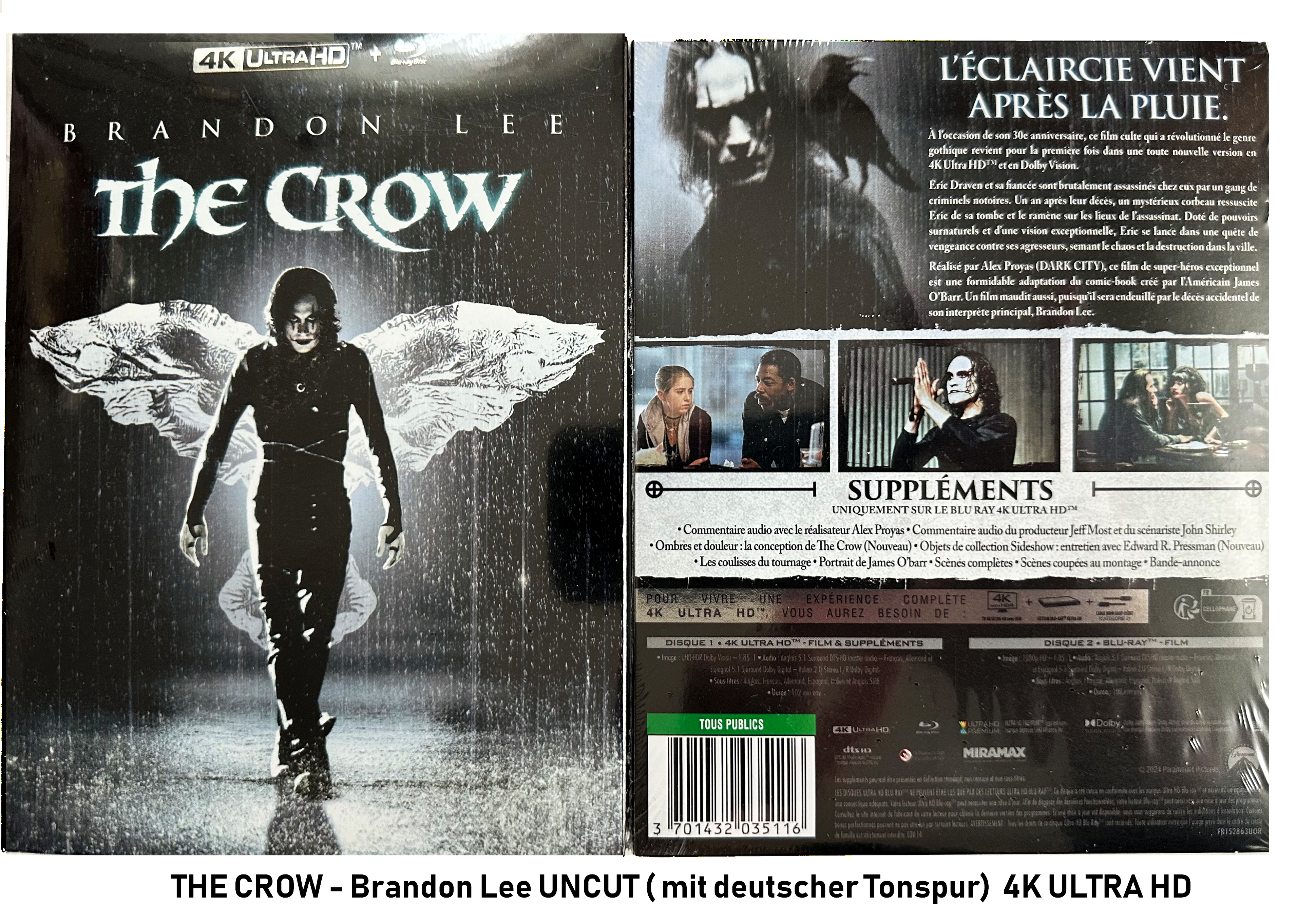 THE CROW (4K Ultra HD) Brandon Lee ( mit deutschem Ton) UNCUT
