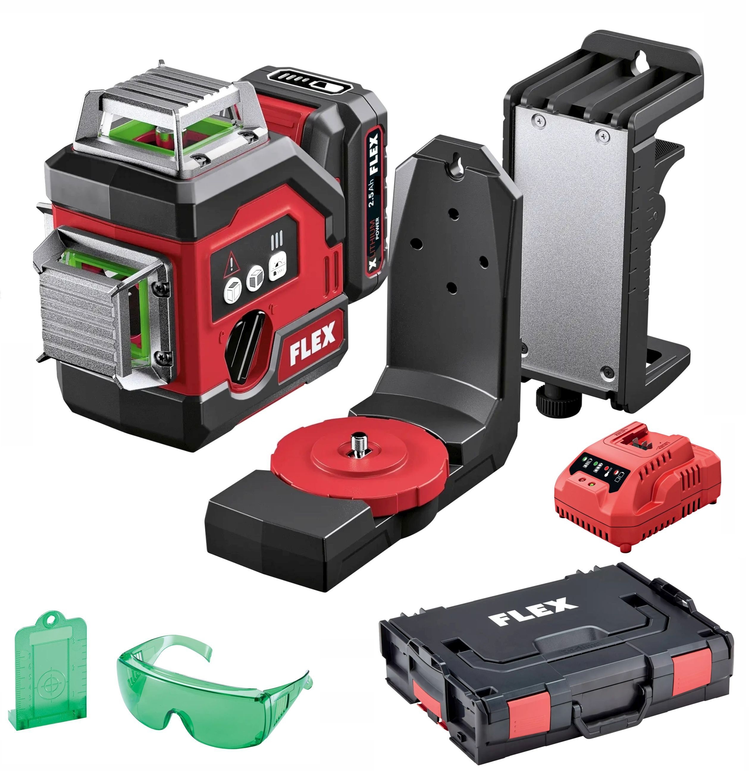 FLEX ALC 3/360-G/R 10.8 Set 360° Kreuzlinien-Laser mit Empfängermodus mit Akku+L