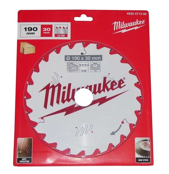 Milwaukee HM-Kreissägeblatt D.190x30x1,6mm Z=24 HW Milwaukee HM-Kreissägeblatt D.190x30x1,6mm Z=24 HW