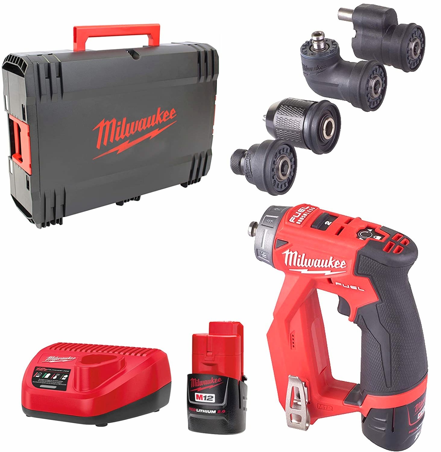 Milwaukee M12FDDXKIT-202X 12V Akku-Bohrschrauber mit Wechselköpfen Milwaukee M12FDDXKIT-202X 12V Akku-Bohrschrauber mit Wechselköpfen