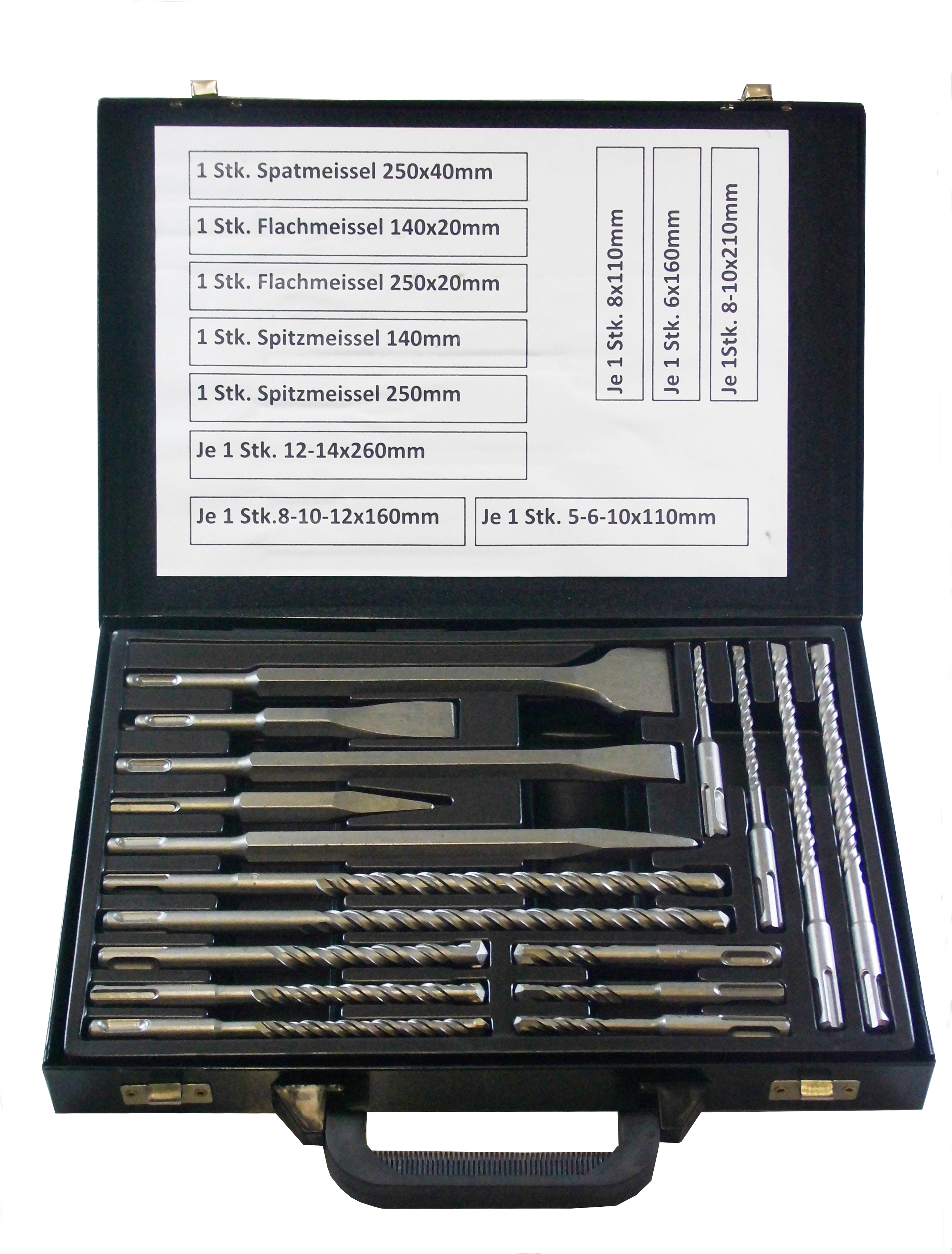 SDS-plus Bohrer & Meißelsatz 17-teilig im Metallkoffer SDS-plus Bohrer & Meißelsatz 17-teilig im Metallkoffer