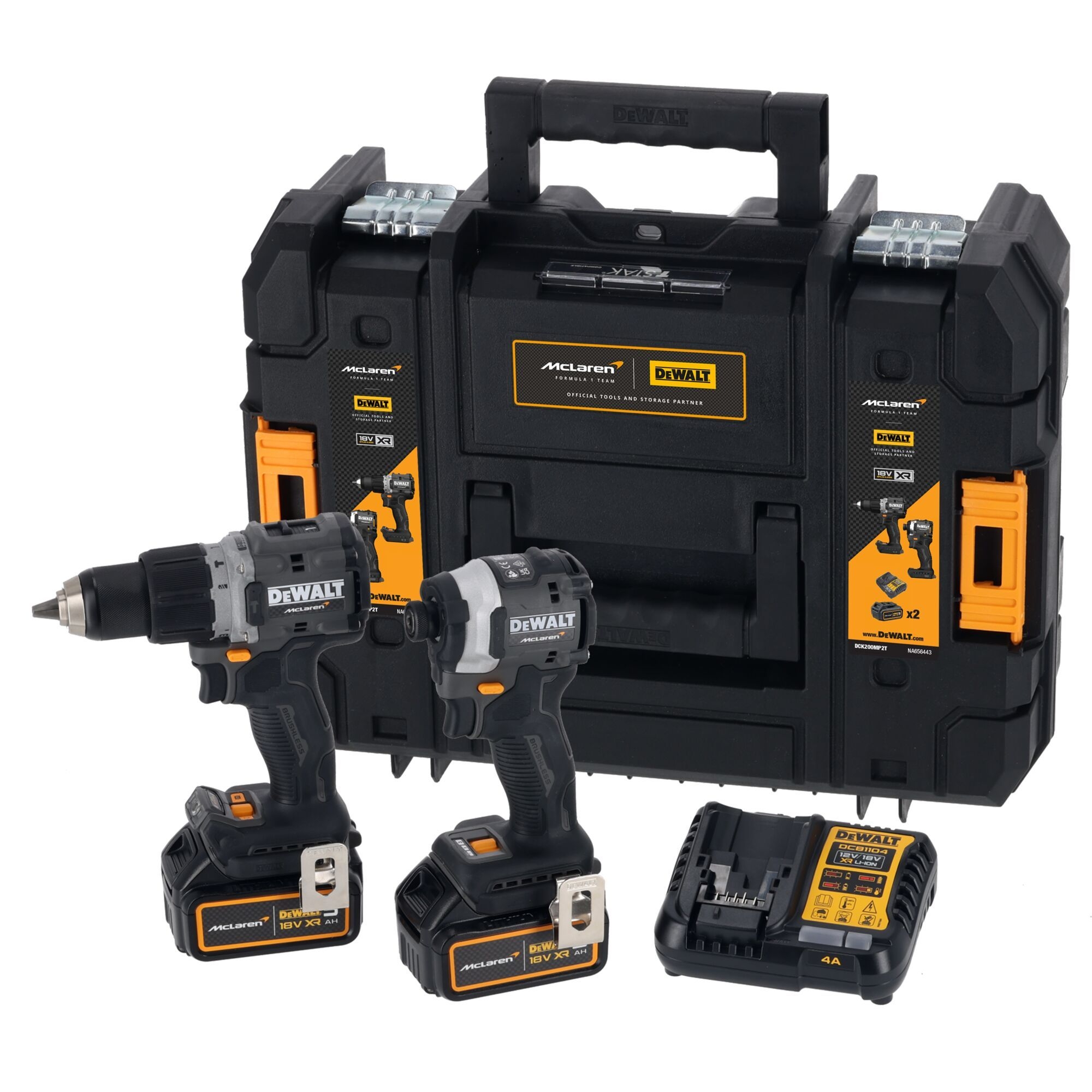 DeWalt/McLaren 18V Kombopack DCK200MP2T 2xAkku 5Ah (DCD85M+DCF85M) im TSTAK