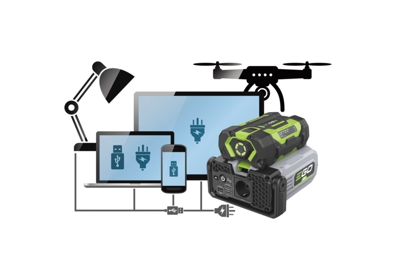 EGO Akku-Invertern PAD5000E von Akku auf 230V