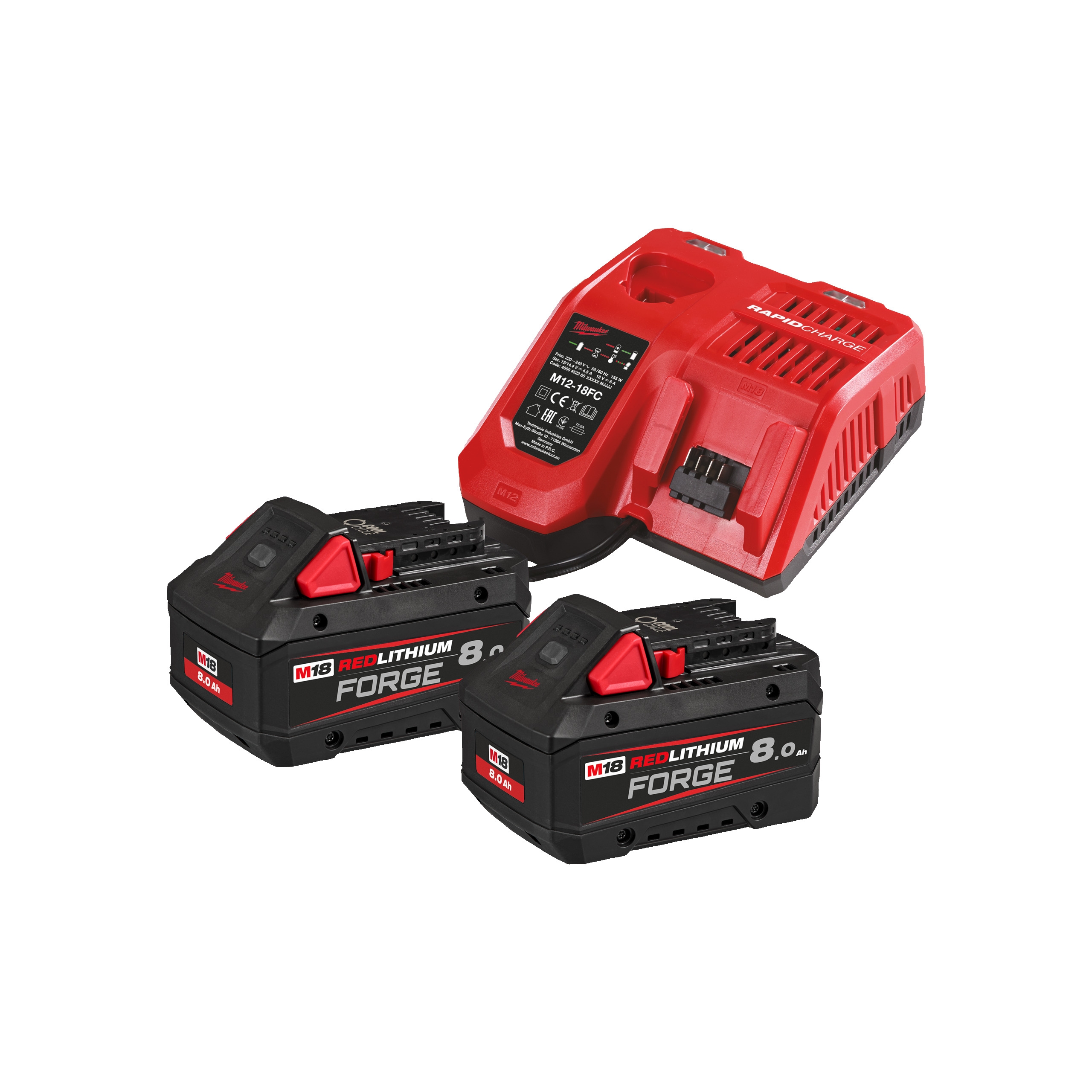 Milwaukee M18FORGENRG-802 NRG-Kit 2xAkku 18V 8.0Ah + Ladegerät M12-18FC