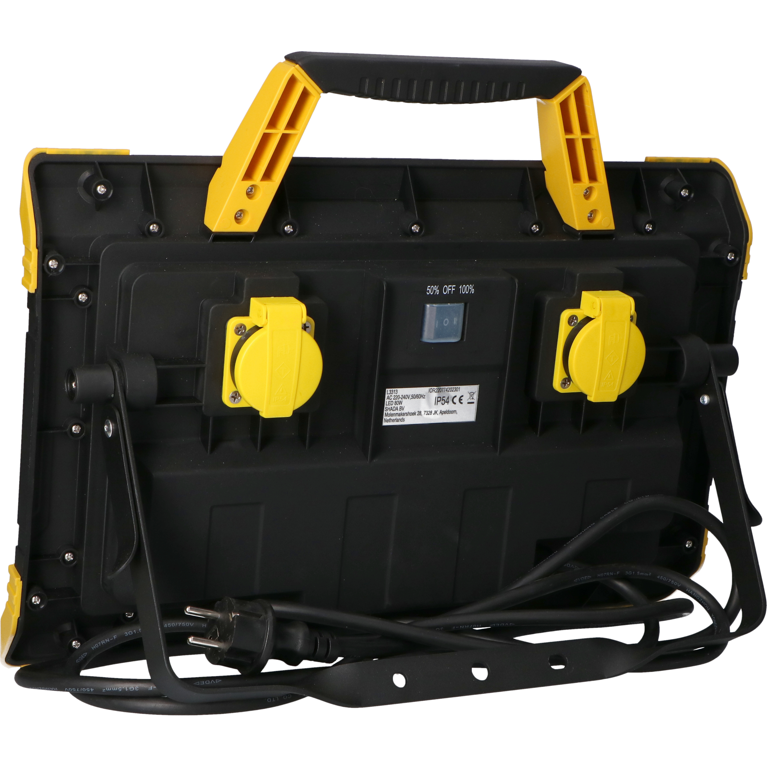 SHADA LEDs work Arbeitsleuchte 80W 4000K IP54 9200 Lumen mit 2 Steckdosen