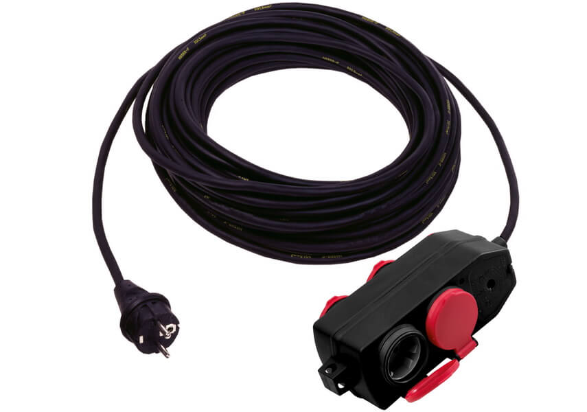Gummi-Verlängerung 230V 4-Fach 10m IP44 Zulas. H07RN-F 3G1,5 (16A) Gummi-Verlängerung 230V 4-Fach 10m IP44 Zulas. H07RN-F 3G1,5 (16A)