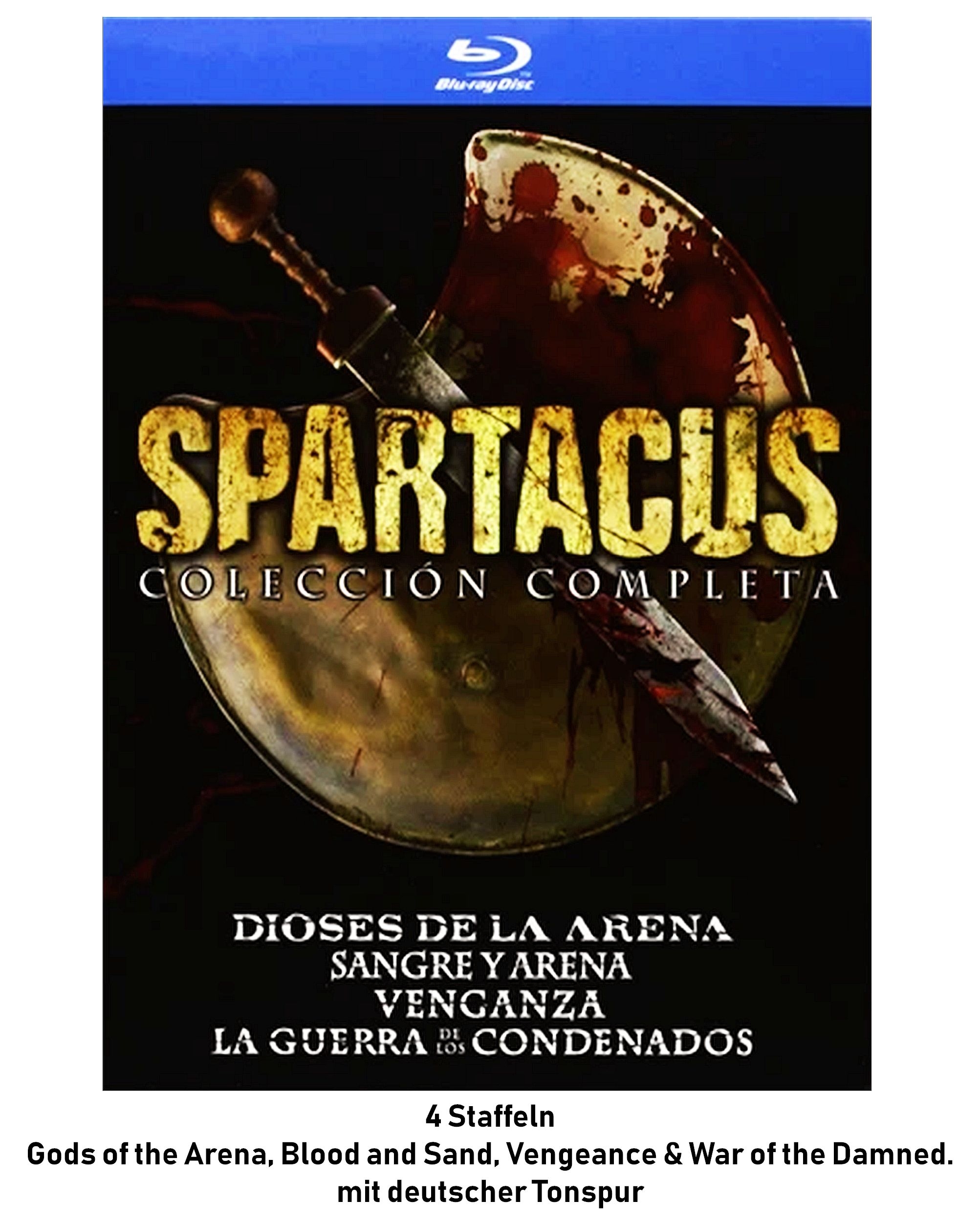 Spartacus Collecion (Blu-ray) 4 Staffeln UNCUT (Import mit deutschem Ton)