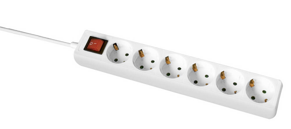 Steckdosenleiste 6-fach 1,4m IP20 weiß (Schalter+ÜLS)  230V 16A H05 Steckdosenleiste 6-fach 1,4m IP20 weiß (Schalter+ÜLS)  230V 16A H05