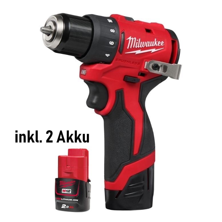 Milwaukee M12BLDDRC-202C Akku-Borhschrauber bürstenlos 2x Akku 12V 2Ah
