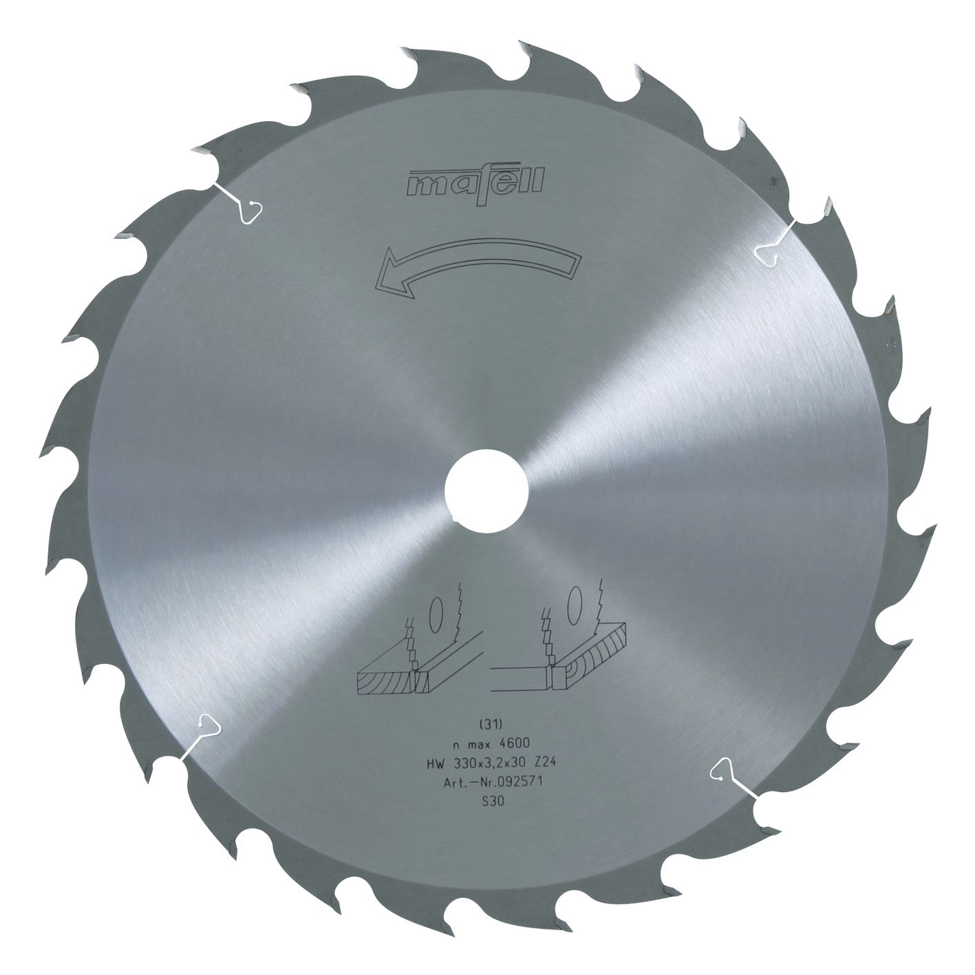 Mafell Sägeblatt-HM 330 x 2,2/3,2 x 30 mm, Z 24, W