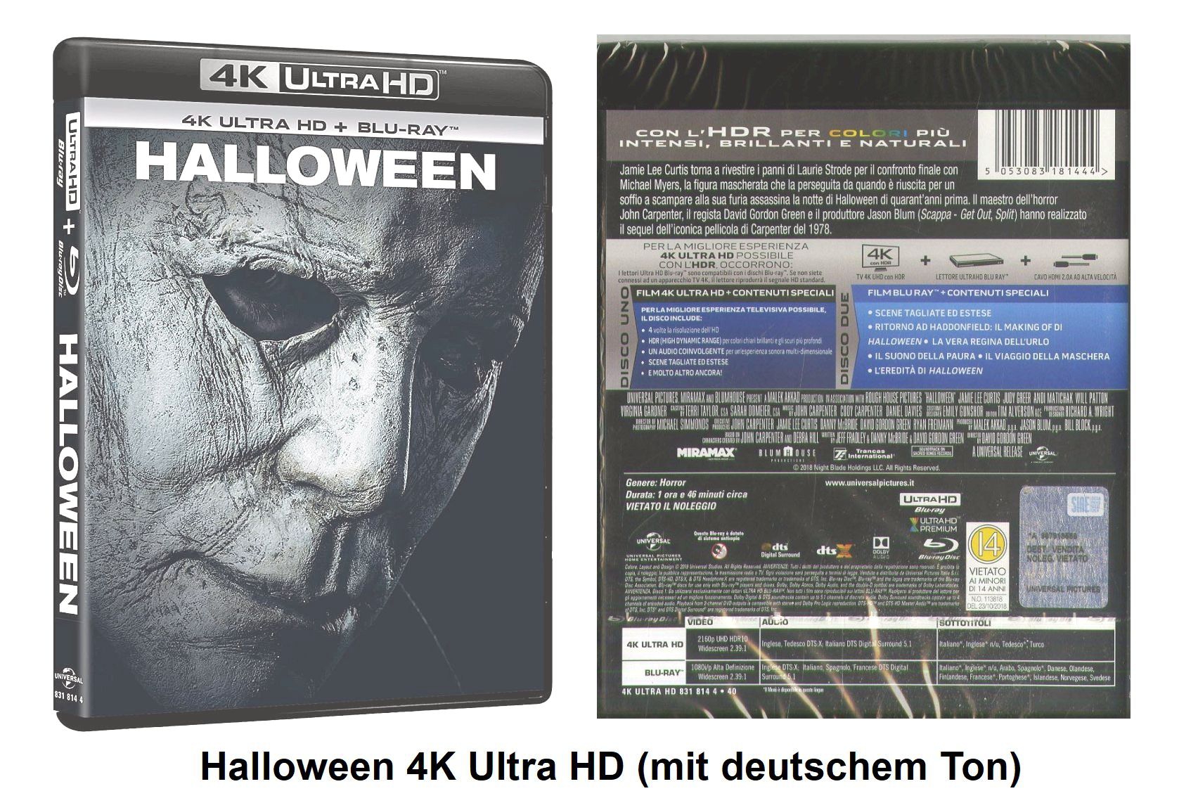 Halloween 2018 (4K Ultra HD +Blu-ray) 4K Tonspur Deutsch UNCUT
