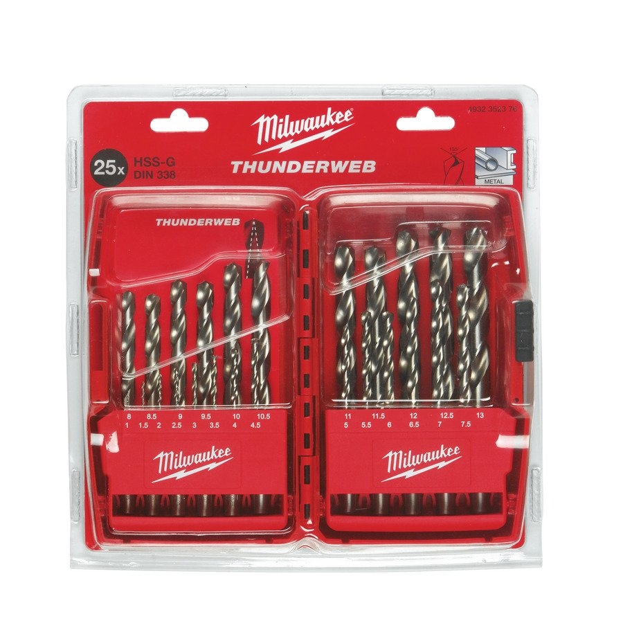 Milwaukee HSS-G Metallbohrerkassette THUNDERWEB DIN 338  25-tlg. 1-13 mm