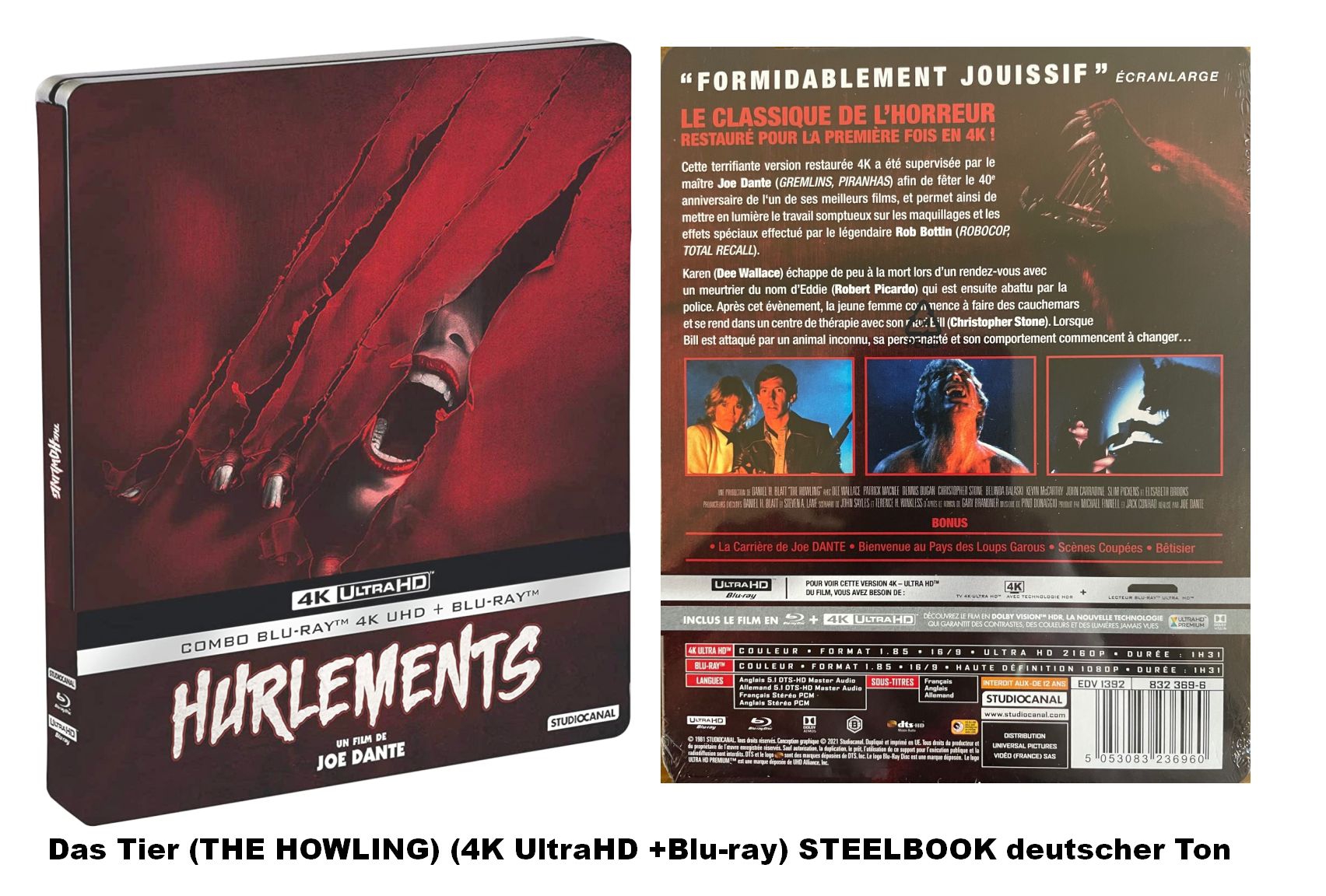 The Howling / Das Tier (4K UHD+Blu-ray) STEELBOOK, Ton Deutsch