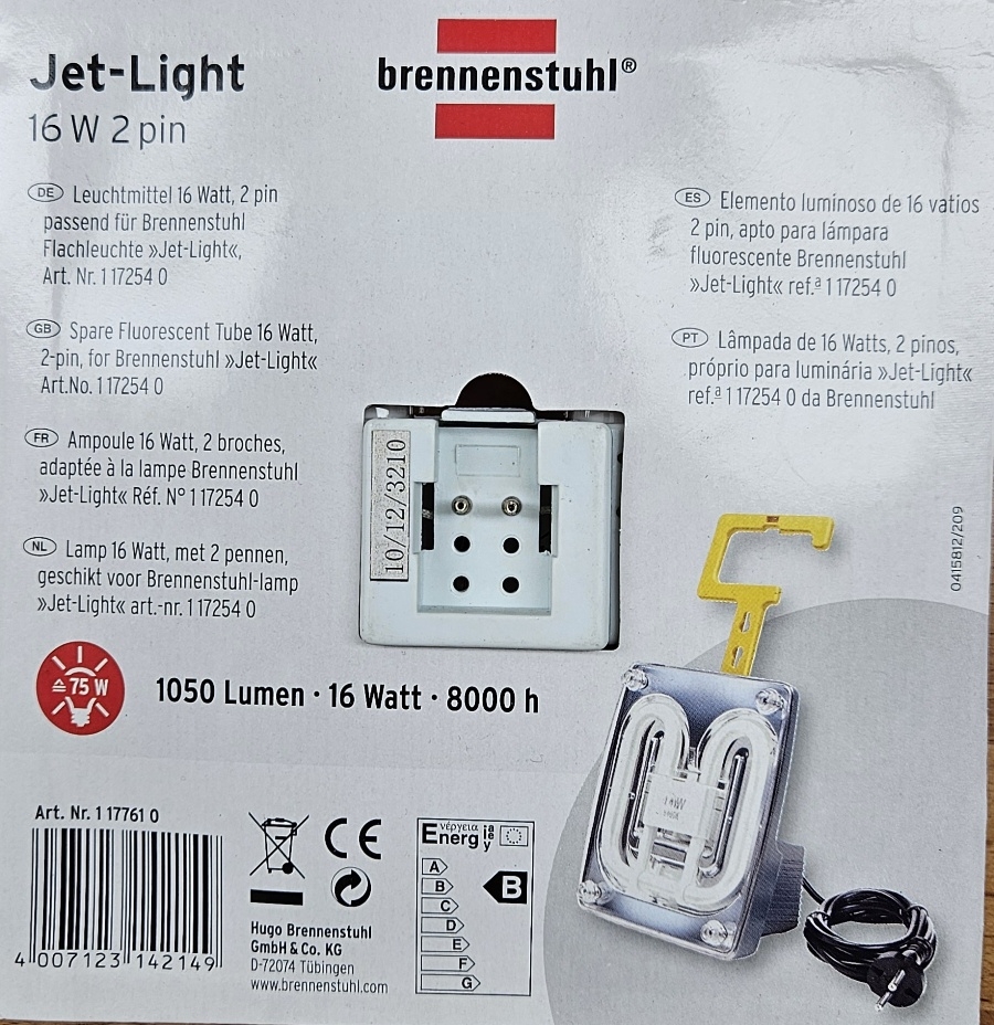 Ersatz-Leuchtmittel 230V/16W,6400K Flächenleuchte