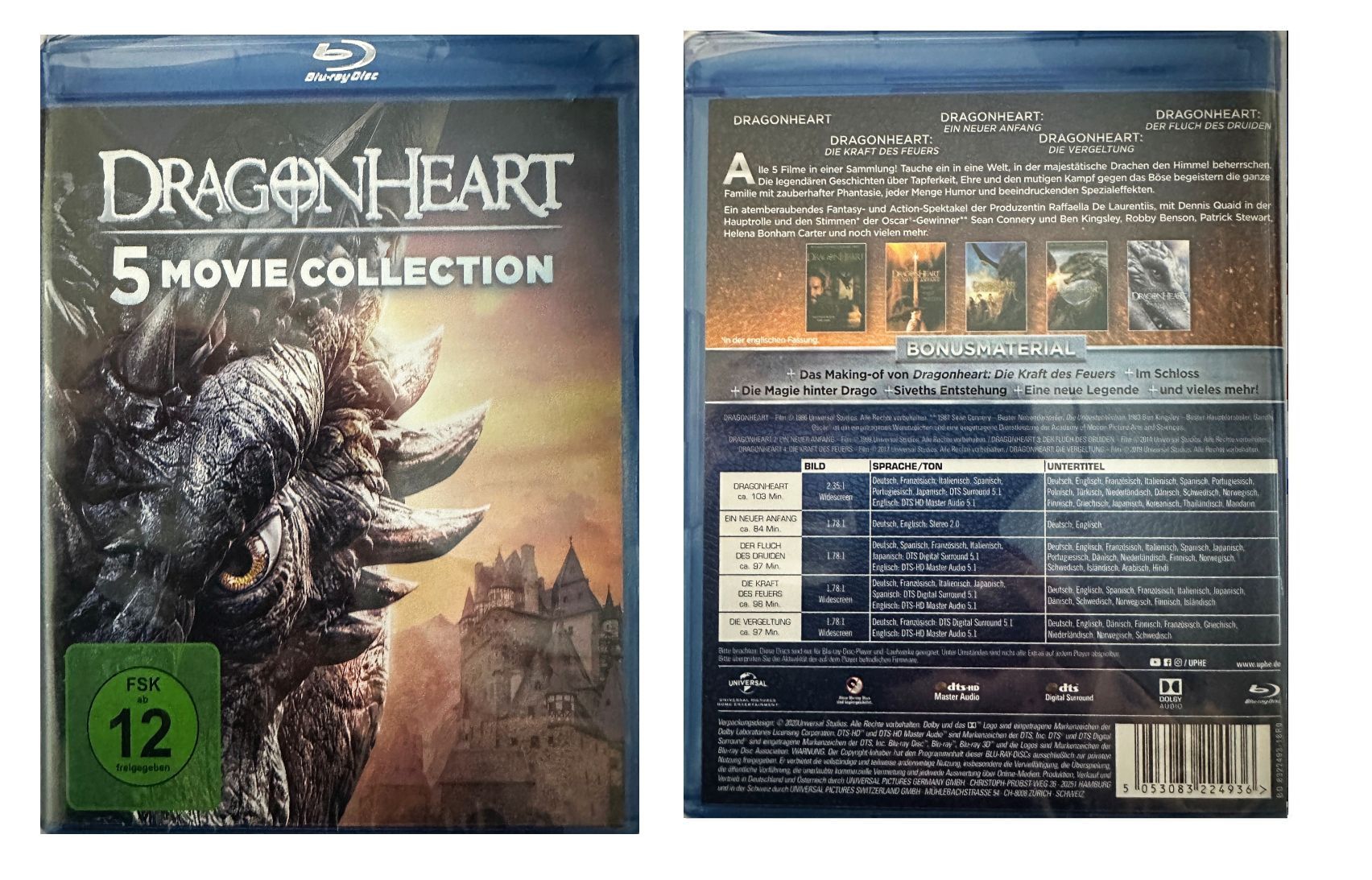 DRAGONHEART Blu-ray (5-Movie Collection) Teil 1-5 (5 Disks)
