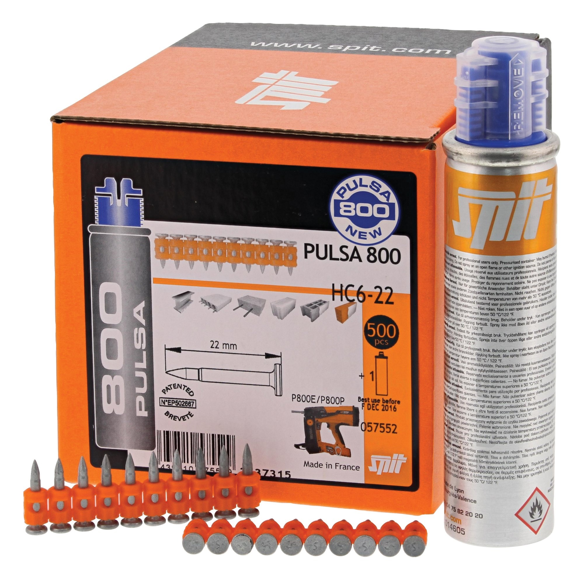 SPIT P800 Nagel HC 6-17 (500) Pulsa 800 Spezialnägel m. Gas  VE = 500 Stk. SPIT P800 Nagel HC 6-17 (500) Pulsa 800 Spezialnägel m. Gas  VE = 500 Stk.
