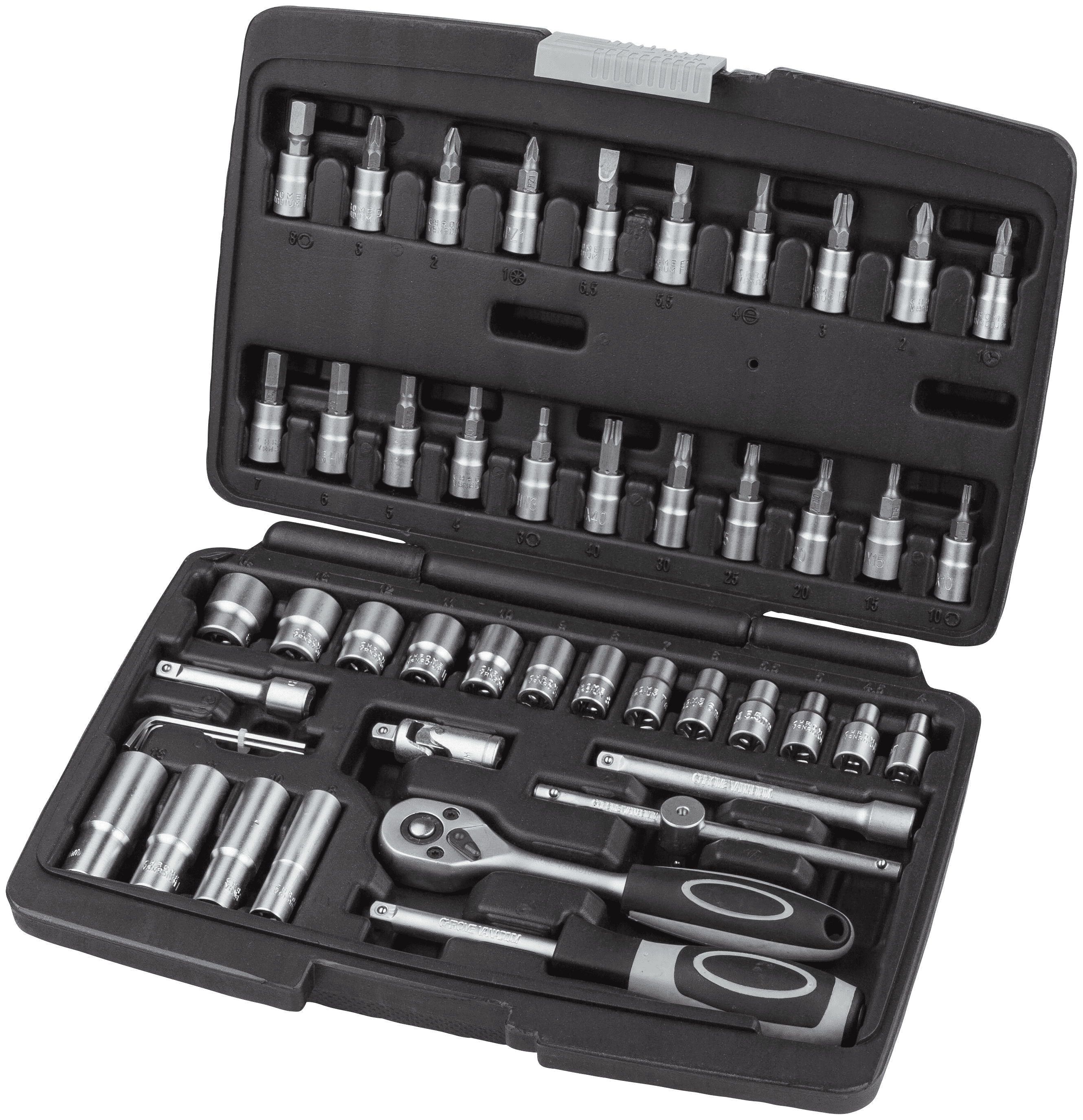 WGB Basic+ Steckschlüssel-Garnitur 1/4" 47-tlg (Ratschenkasten) WGB Basic+ Steckschlüssel-Garnitur 1/4" 47-tlg (Ratschenkasten)