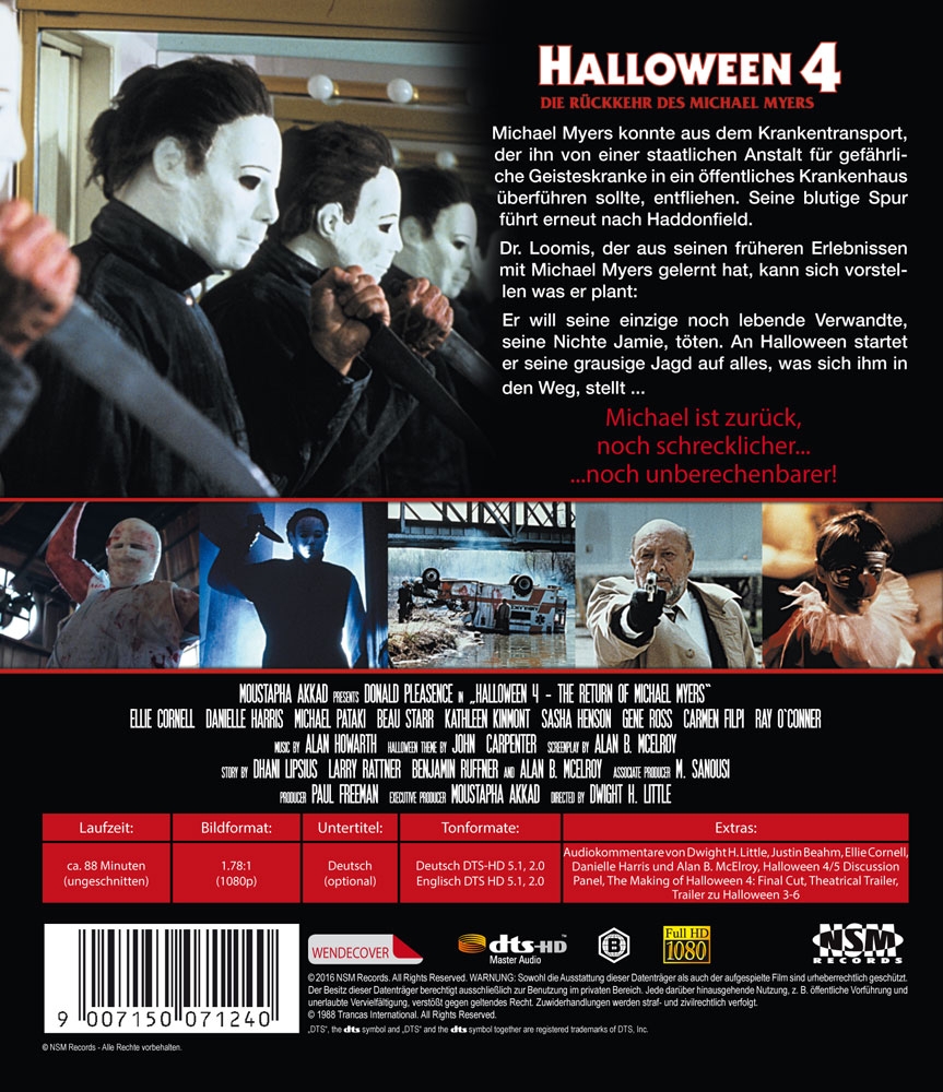 Halloween 4 - Die Rückkehr des Michael Myers (Uncut) [Blu-ray] NSM Wendecover