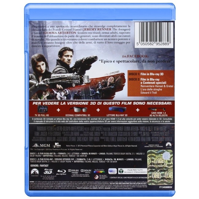 Hänsel und Gretel - Hexenjäger (Blu-ray 3D+2D) Deutscher Ton (Jeremy Renner)