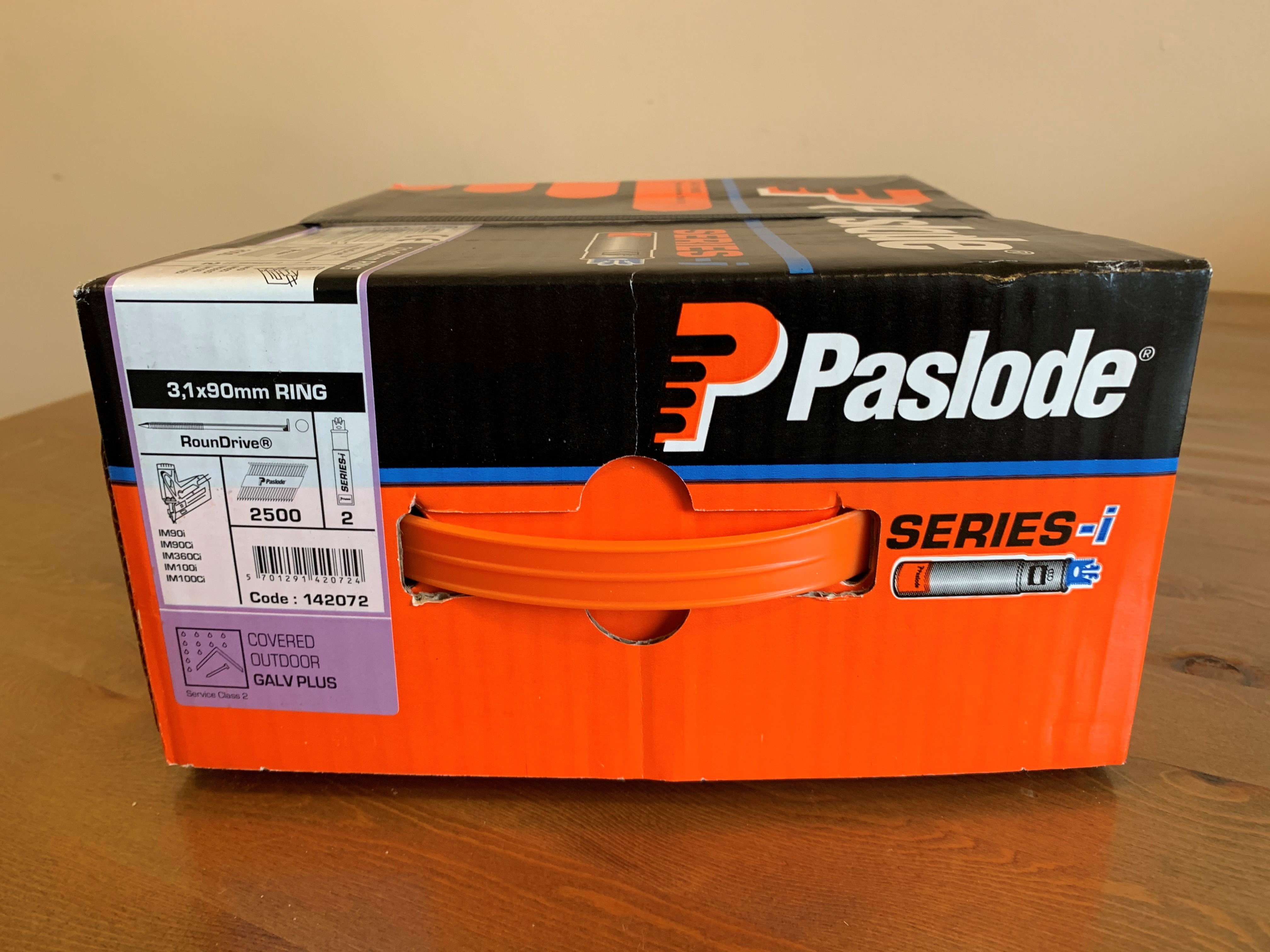 Paslode Pack IM90 3,1X90 RS Uni Galv+ Impulse Pack pap. Nägel IM90  VE=2500 St Paslode Pack IM90 3,1X90 RS Uni Galv+ Impulse Pack pap. Nägel IM90  VE=2500 St