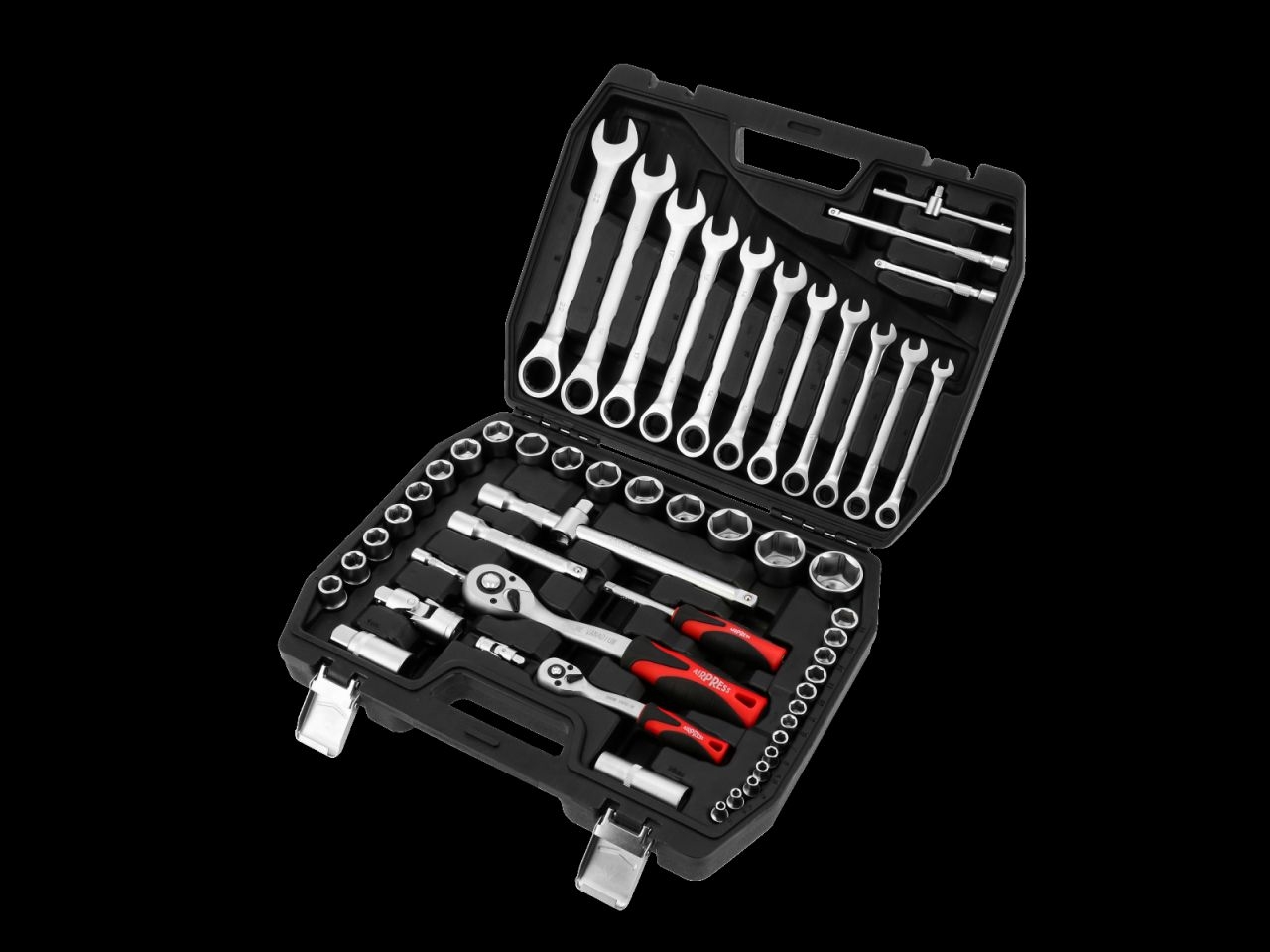 Airpress Ratschenkasten 54-teilig 1/4" und 1/2" mit Ratschenringschlüsselsatz Airpress Ratschenkasten 54-teilig 1/4" und 1/2" mit Ratschenringschlüsselsatz
