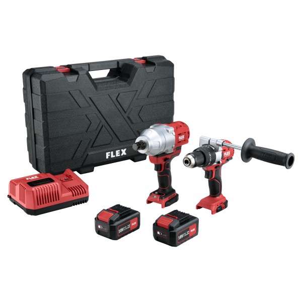 FLEX 18V Akku-Combo-Kit (PD2G 18.0-EC 18.0 + IW3/4" 18.0-EC) 2xAkku 5Ah i.Koffer