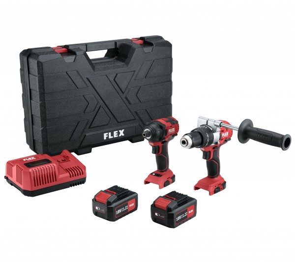 FLEX 18V Akku-Combo-Kit (PD2G 18.0-EC 18.0 + ID1/4" 18.0-EC) 2xAkku 5Ah i.Koffer